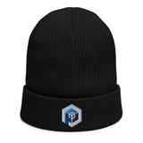 Organic Ribbed Beanie<br>[Blue/White Logo]<br>Designed by richhaydock